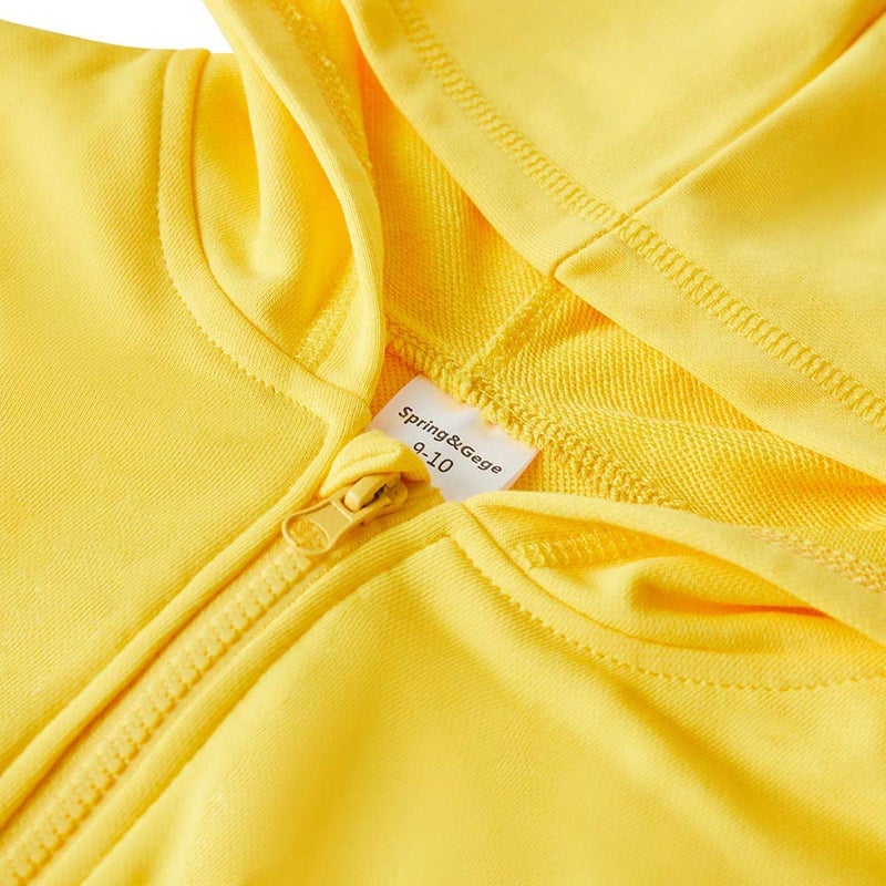 Spring&Gege Youth Solid Full Zipper Hoodies Soft Kids Hooded Sweatshirt for Boys and Girls Size 11-12 Years Yellow - Image 3